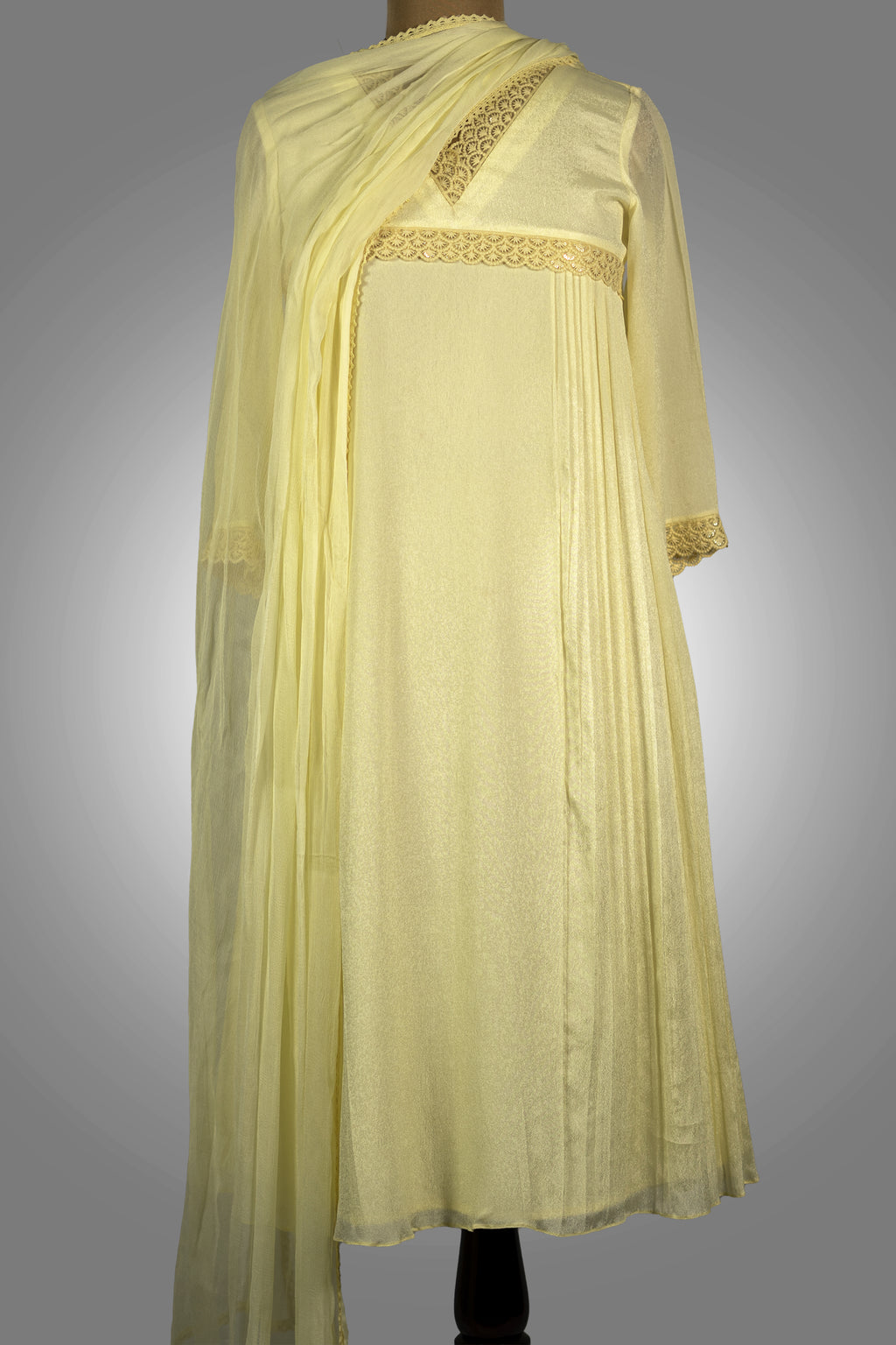 Elegant yellow aline dress for women online with intricate detailing and flowing fabric